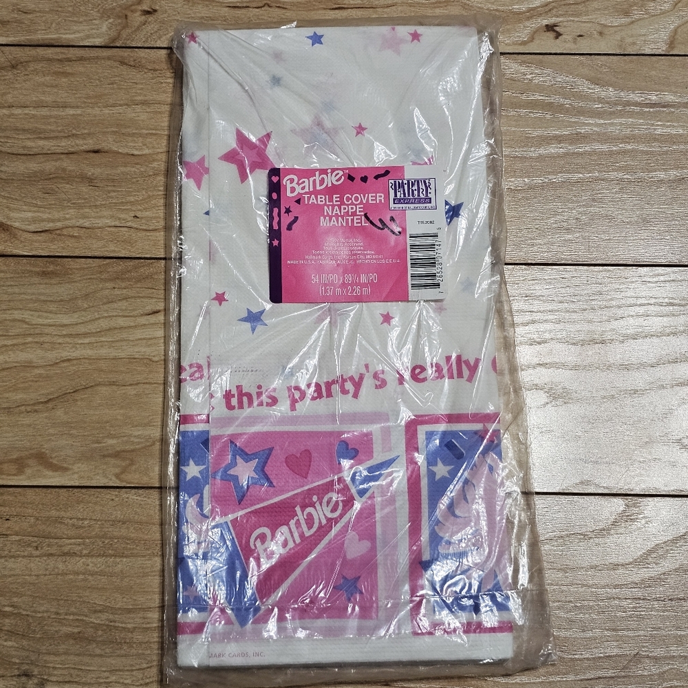 Vintage 1997 Barbie Mattel Hallmark NIP Party Express Table Cover 54"x89.25" NEW